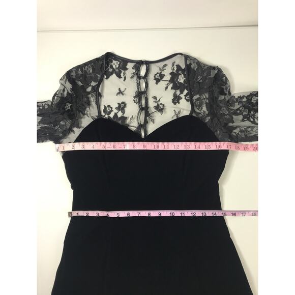 Vintage Jessica McClintock for Gunne Sax VTG Dress Black Lace Velvet Elegant LBD - Picture 6 of 7